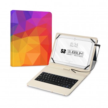 SUBBLIM Funda con Teclado Micro USB – Type C KEYTAB USB 11" Triangulos SUBKT1-USB053