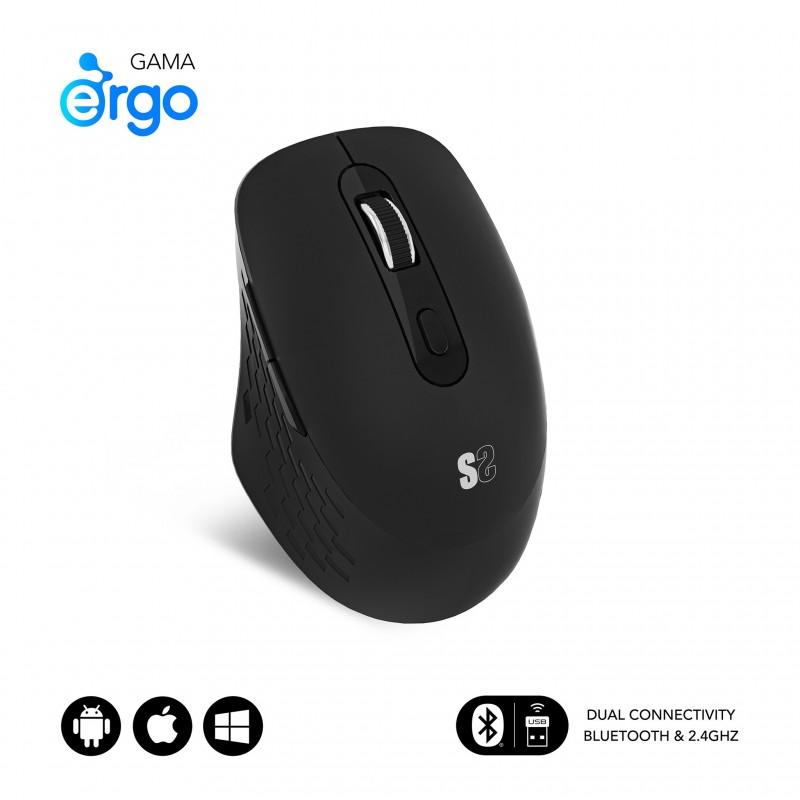 SUBBLIM Ratón CURVE ERGO DUAL MOUSE BATTERY BLACK SUBMO-EDCUR01