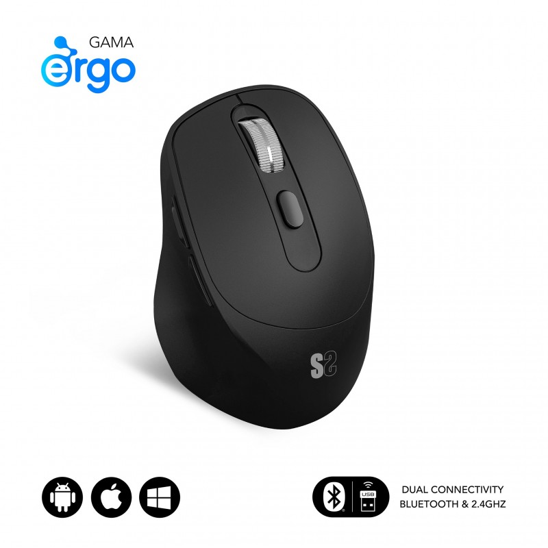 SUBBLIM Ratón CURVE ERGO DUAL MOUSE BATTERY BLACK SUBMO-EDCON01
