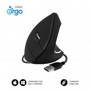 SUBBLIM Ratón GLIDE VERTICAL ERGO WIRED MOUSE BLACK SUBMO-EDGVU01