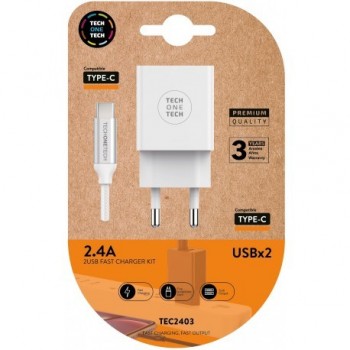 TECH ONE TECH TEC2403 cargador de dispositivo móvil Universal Blanco Corriente alterna Interior
