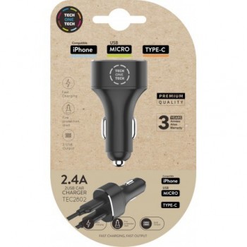 TECH ONE TECH TEC2802 cargador de dispositivo móvil Universal Negro Encendedor de cigarrillos Auto
