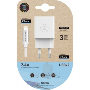 TECH ONE TECH TEC2402 cargador de dispositivo móvil Universal Blanco Corriente alterna Interior