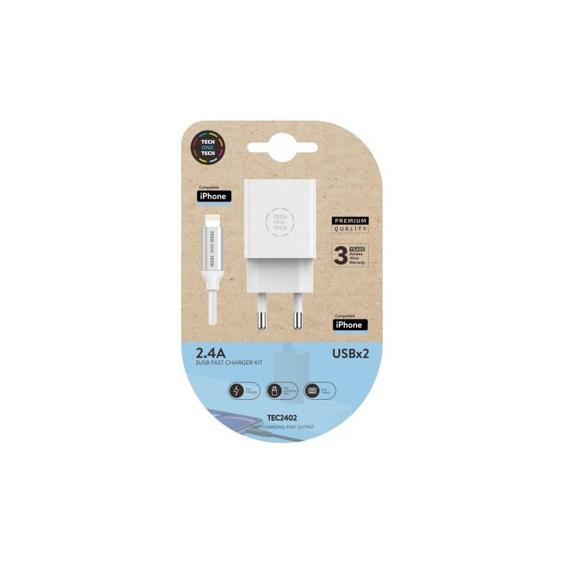 TECH ONE TECH TEC2402 cargador de dispositivo móvil Universal Blanco Corriente alterna Interior