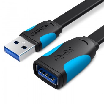 Cable Alargador USB 3.0 Vention VAS-A13-B200 - USB Macho - USB Hembra - 5Gbps - 2m - Negro y Azul