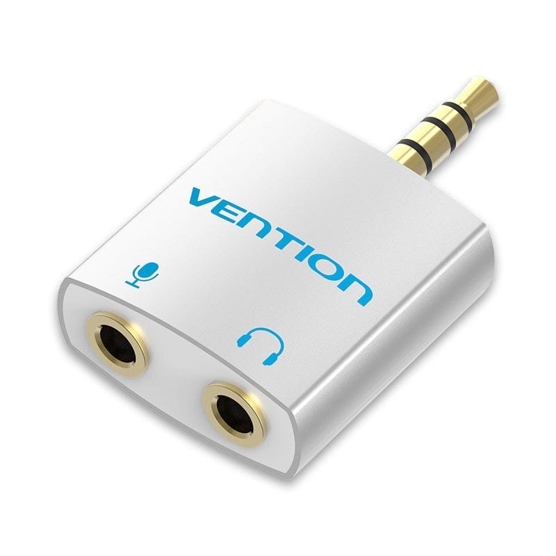 Adaptador Audio Vention BDBW0 - Jack 3.5 Macho - 2x Jack 3.5 Hembra - Blanco