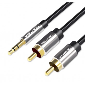 Cable Estéreo Vention BCFBH - Jack 3.5 Macho - 2x RCA Macho - 2m - Negro