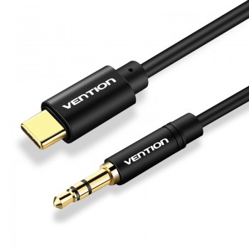 Cable Conversor Audio Vention BGABF - USB Tipo-C Macho - Jack 3.5 Macho - 1m - Negro