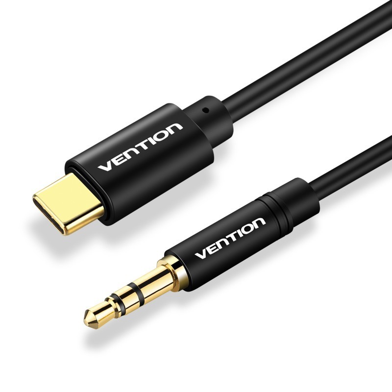 Cable Conversor Audio Vention BGABF - USB Tipo-C Macho - Jack 3.5 Macho - 1m - Negro
