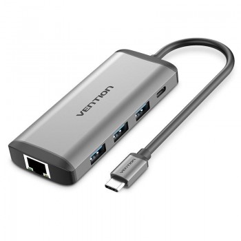 Docking USB Tipo-C Vention CNDHB - 1xHDMI - 3xUSB - 1xUSB Tipo-C PD - 1xRJ45 - 1xLector tarjetas - G