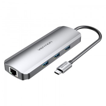 Docking USB Tipo-C Vention TOLHB - 1xHDMI - 3xUSB - 1xUSB Tipo-C PD - 1xRJ45 - 1xLector Tarjetas SD 