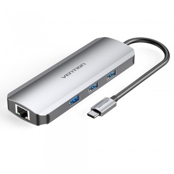 Docking USB Tipo-C Vention TOKHB - 1xHDMI - 3xUSB - 1xUSB Tipo-C PD - 1xRJ45 - 1xLector Tarjetas SD 