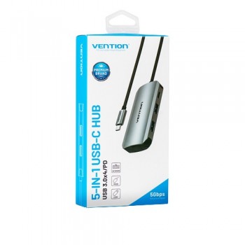 Hub USB Tipo-C Vention TNBHB - 4xUSB - 1xUSB Tipo-C PD