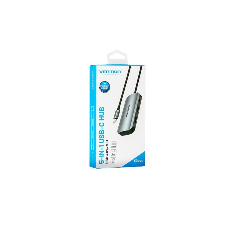 Hub USB Tipo-C Vention TNBHB - 4xUSB - 1xUSB Tipo-C PD