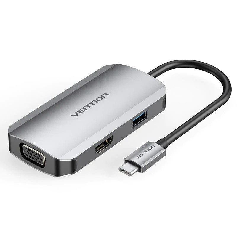 Docking USB Tipo-C Vention TOAHB - 1xHDMI - 1xVGA - 1xUSB - 1xUSB Tipo-C PD - Gris