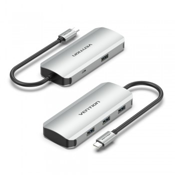 Hub USB Tipo-C Vention TNAHB - 4xUSB - 1xMicroUSB PD
