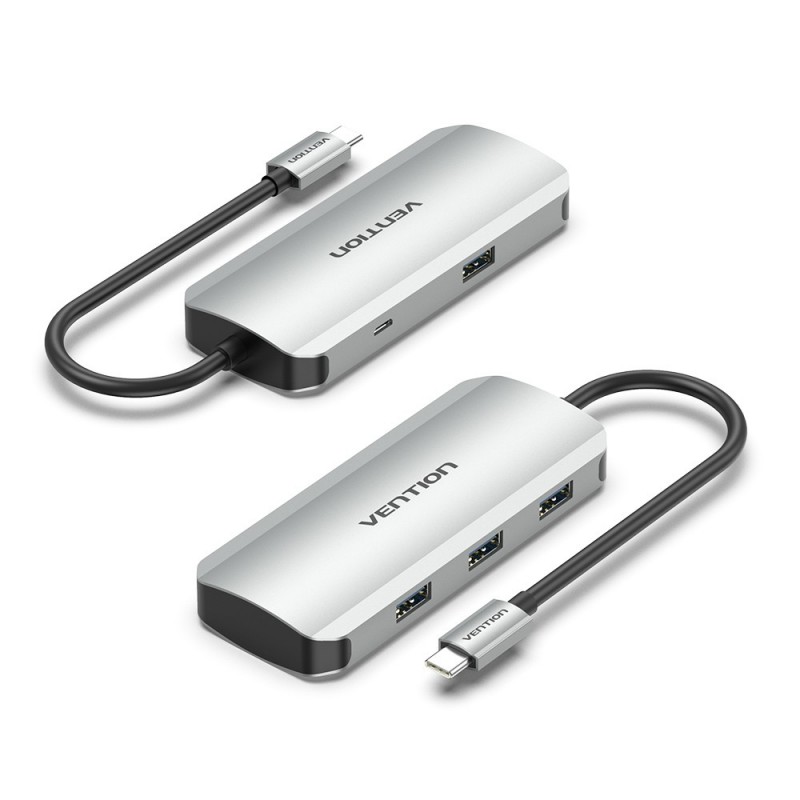 Hub USB Tipo-C Vention TNAHB - 4xUSB - 1xMicroUSB PD