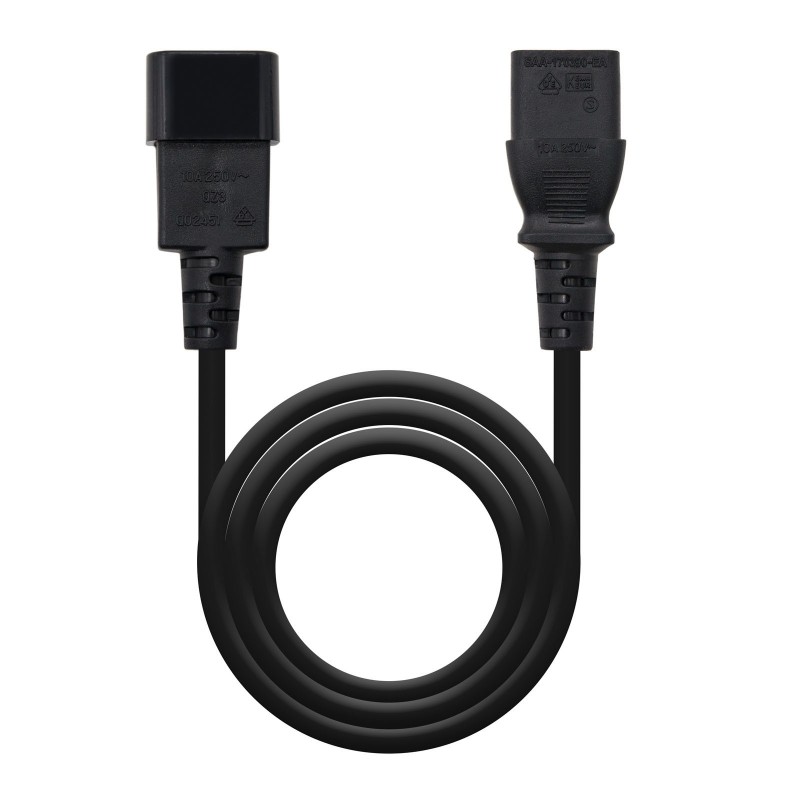 Cable Alargador de Alimentación Nanocable 10.22.0203 - IEC C13 Hembra - IEC C14 Macho - 3m - Negro