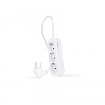 Nanocable Regleta de Enchufes con 3 Tomas, 1.4 m, Blanco 10.38.0003-NS