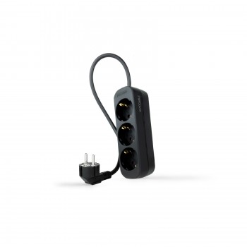 Nanocable Regleta de Enchufes con 3 Tomas, 1.4 m, Negro 10.38.0003-NS-BK