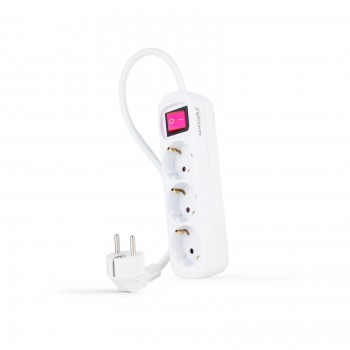 Nanocable Regleta de Enchufes con 3 Tomas con Interruptor, 1.4 m, Blanco 10.38.0003