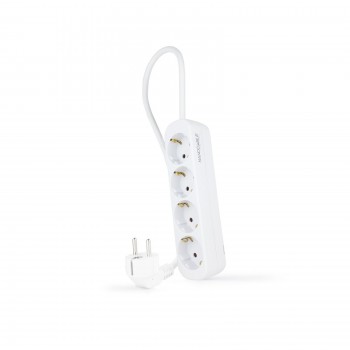 Nanocable Regleta de Enchufes con 4 Tomas, 1.4 m, Blanco 10.37.0004-NS