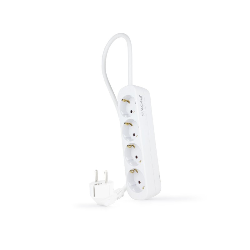Nanocable Regleta de Enchufes con 4 Tomas, 1.4 m, Blanco 10.37.0004-NS