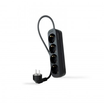 Nanocable Regleta de Enchufes con 4 Tomas, 1.4 m, Negro 10.37.0004-NS-BK