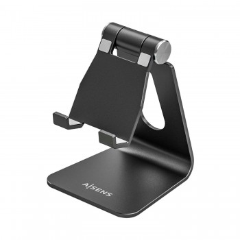 AISENS Soporte De Sobremesa Tamaño M Ajustable (1 Pivote) Para Movil  - Tablet, Negro MS1PM-084