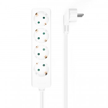 AISENS Base Multiple 4 Tomas Sin Interruptor Con Cable 3x1.5mm2, Blanco, 1.4m A154-0533