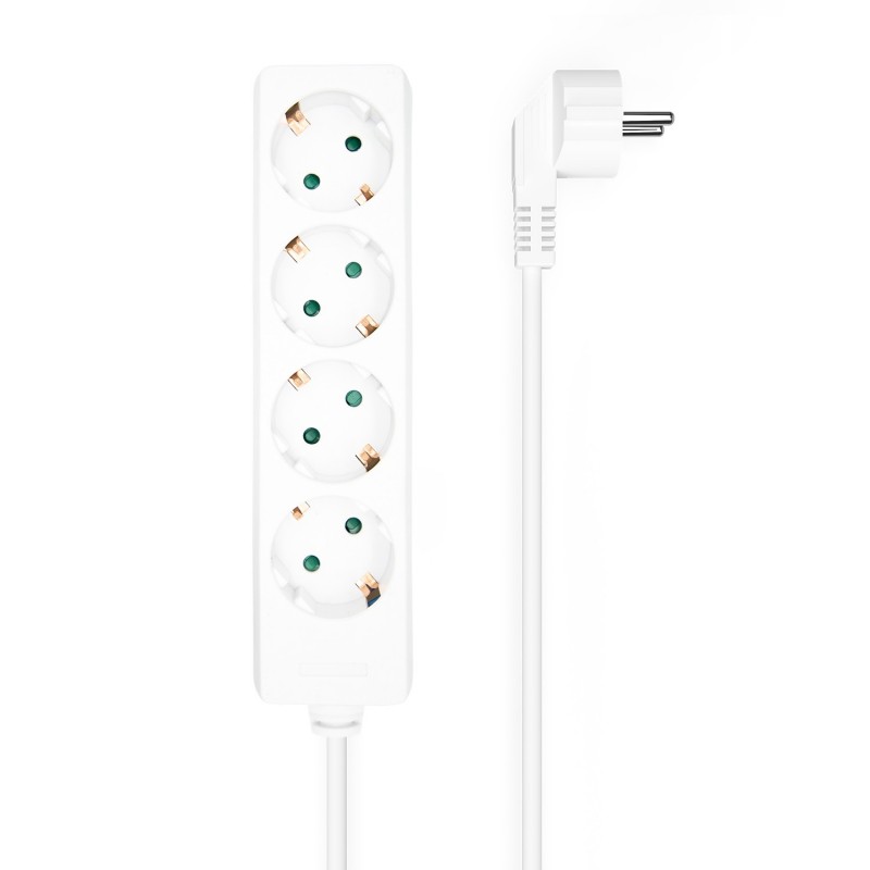 AISENS Base Multiple 4 Tomas Sin Interruptor Con Cable 3x1.5mm2, Blanco, 1.4m A154-0533