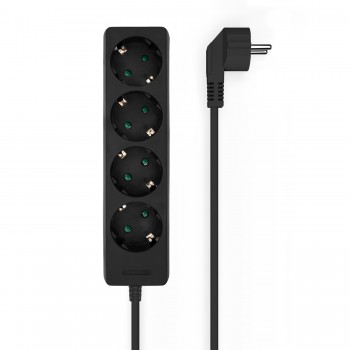 AISENS Base Multiple 4 Tomas Sin Interruptor Con Cable 3x1.5mm2, Negro, 1.4m A154-0534