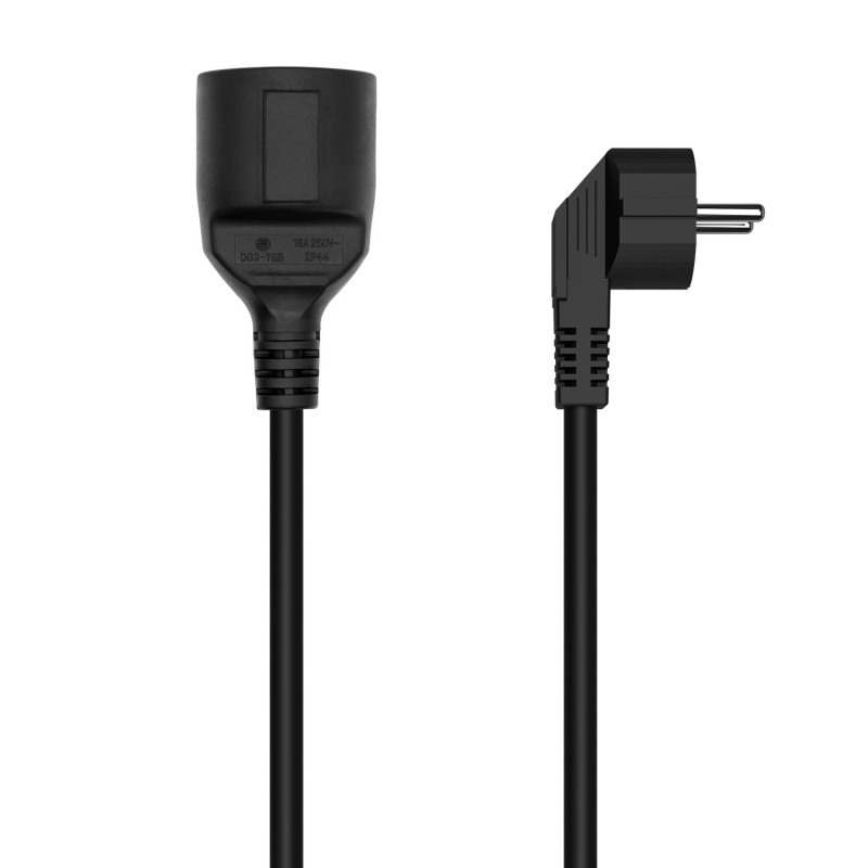 Cable Alargador de Alimentación Aisens A132-0601 - CEE7 Macho - CEE7 Hembra - Hasta 1500W - 3m - Neg