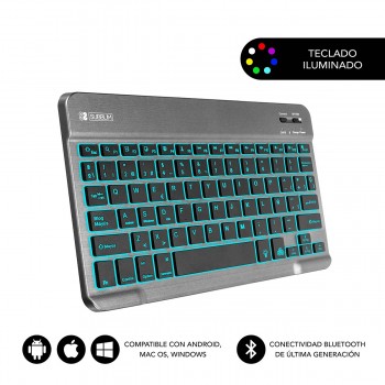 Teclado Compacto Inalámbrico por Bluetooth Subblim Smart Backlit - Gris SUB-KBT-SMBL31