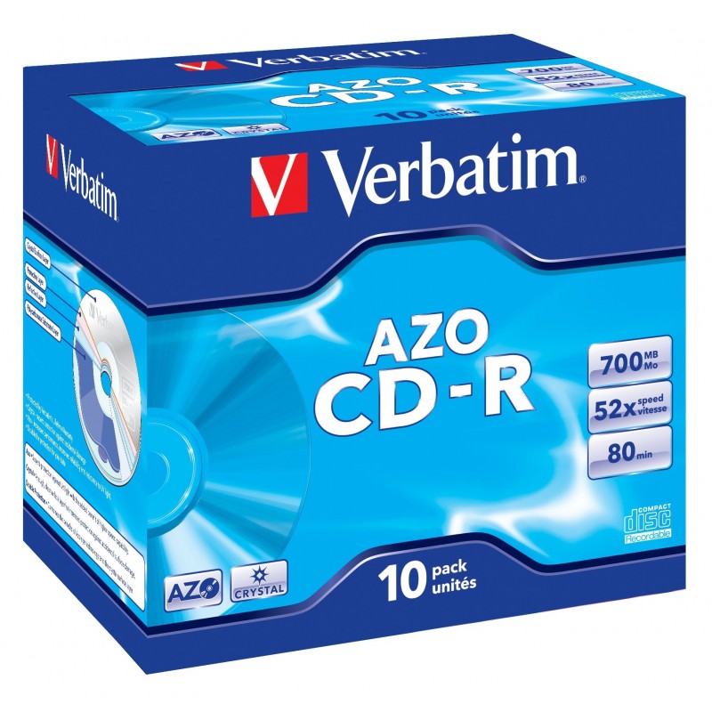 CD-R Verbatim AZO Crystal 52X - Caja-10uds 43327