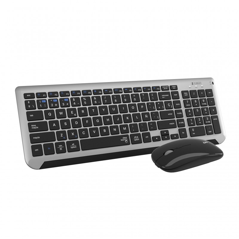 Teclado y Ratón Inalámbrico Subblim Combo Dual Prestige Extendido - Gris y Negro SUBKBC-DCEP20