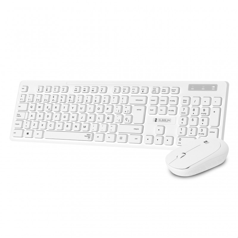 Teclado y Ratón Subblim Combo Business Slim Silencioso Inalámbrico - Blanco SUBKBC-CSSW11