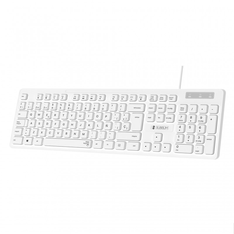 Teclado Subblim Business Slim Silencioso - Blanco SUBKBC-0SSK51