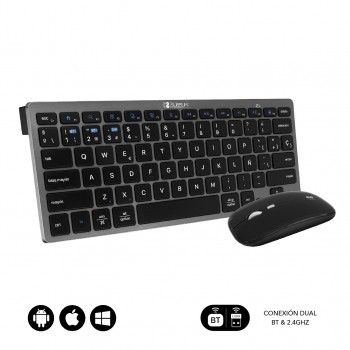 Teclado y Ratón Inalámbrico Subblim OCO020 Combo Multidispositivo Compacto - Gris SUBKBC-OCO020