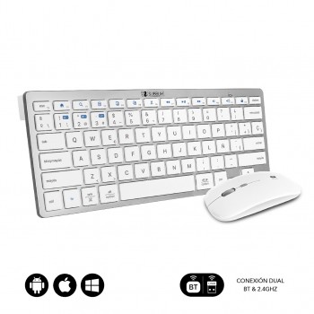 Teclado y Ratón Inalámbrico Subblim OCO010 Combo Multidispositivo Compacto - Plata SUBKBC-OCO010