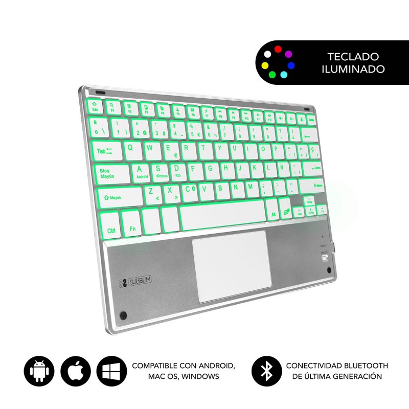 Teclado Compacto Inalámbrico por Bluetooth Subblim SMBT50 - Plata SUB-KBT-SMBT50