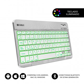 Teclado Compacto Inalámbrico por Bluetooth Subblim Smart Backlit - Plata SUB-KBT-SMBL30