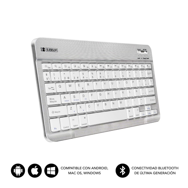 Teclado Compacto Inalámbrico por Bluetooth Subblim Smart - Plata SUB-KBT-SM0001