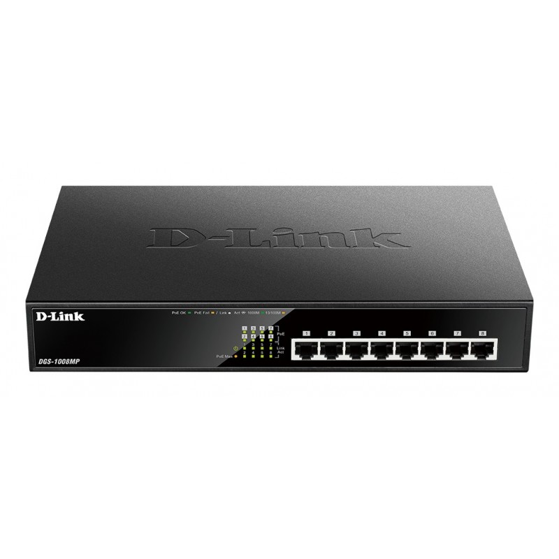 D-Link DGS-1008MP switch No administrado Gigabit Ethernet (10 100 1000) Energía sobre Ethernet (PoE) 1U Negro DGS-1008MP E