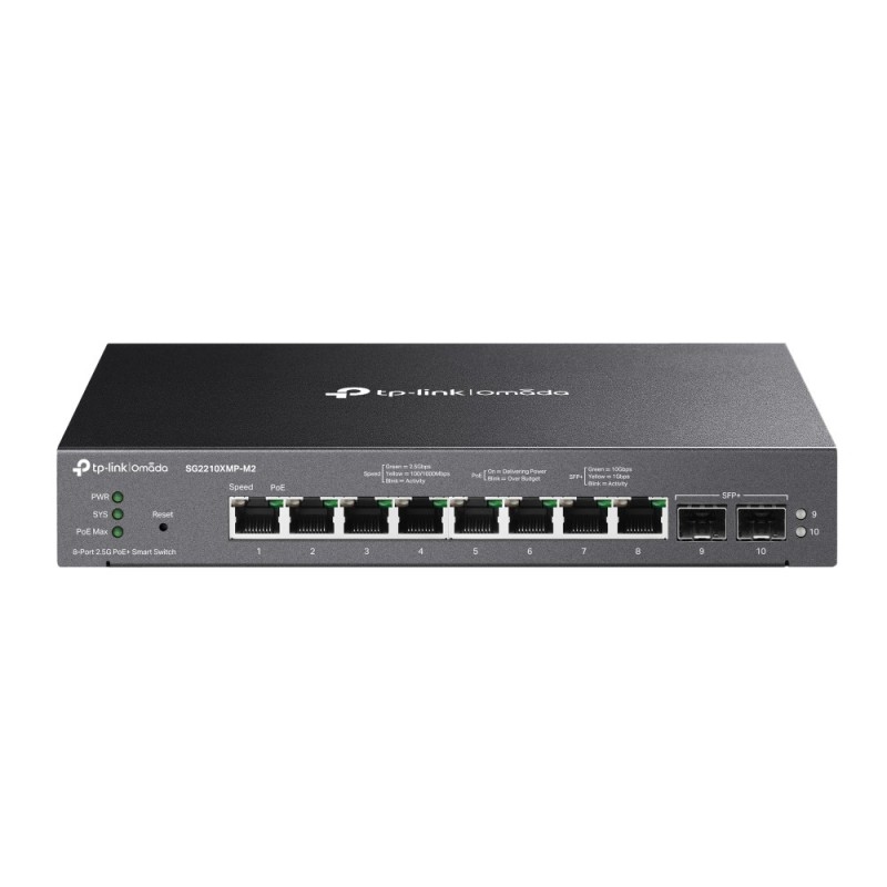 TP-Link Omada SG2210XMP-M2 switch Gestionado L2 L2  2.5G Ethernet (100 1000 2500) Energía sobre Ethernet (PoE) Montaje en pared 