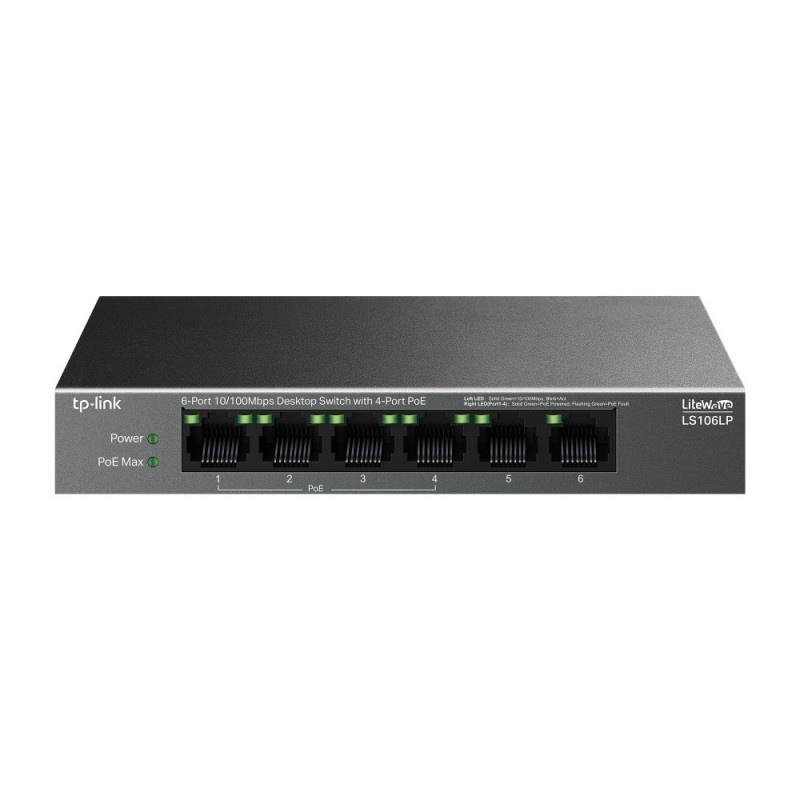 TP-Link LiteWave LS106LP switch No administrado Fast Ethernet (10 100) Energía sobre Ethernet (PoE) Negro