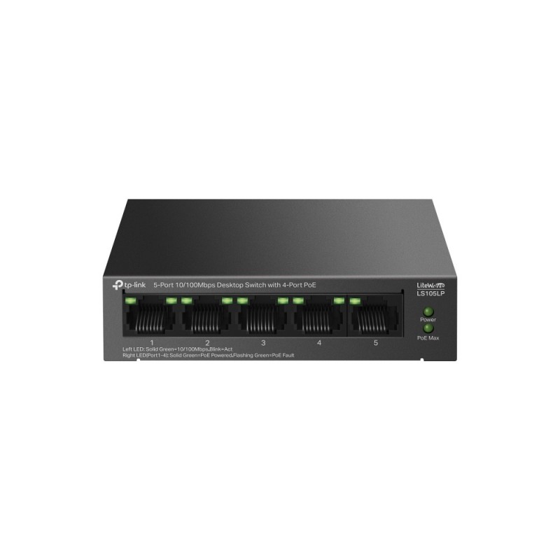 TP-Link LiteWave LS105P No administrado Fast Ethernet (10 100) Energía sobre Ethernet (PoE) Negro LS105LP