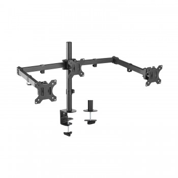 AISENS Soporte De Mesa Eco Giratorio E Inclinable Para 3 Monitores 7kg (3 Pivotes, 2 Brazos) De 13-27, Negro DT27TSR-061