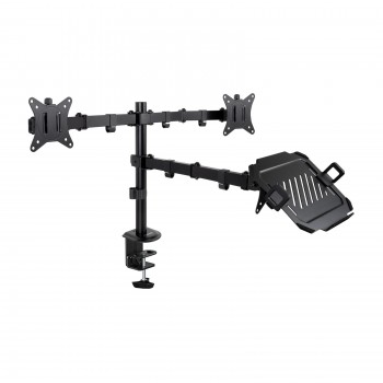 TooQ Soporte de Mesa para 2 Pantallas 17"-32" y Portátil, Negro DB1202TN-B