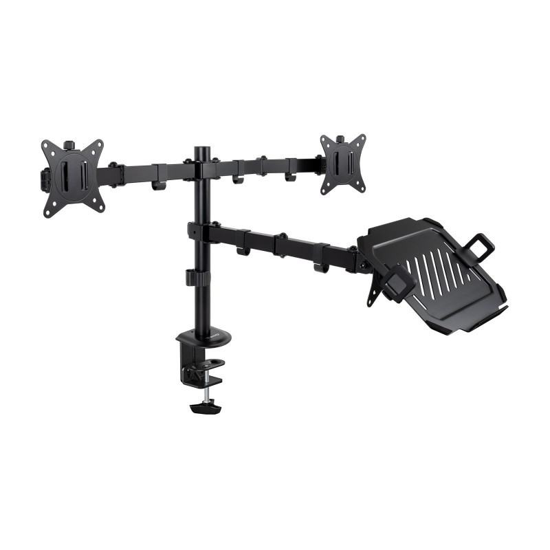 TooQ Soporte de Mesa para 2 Pantallas 17"-32" y Portátil, Negro DB1202TN-B